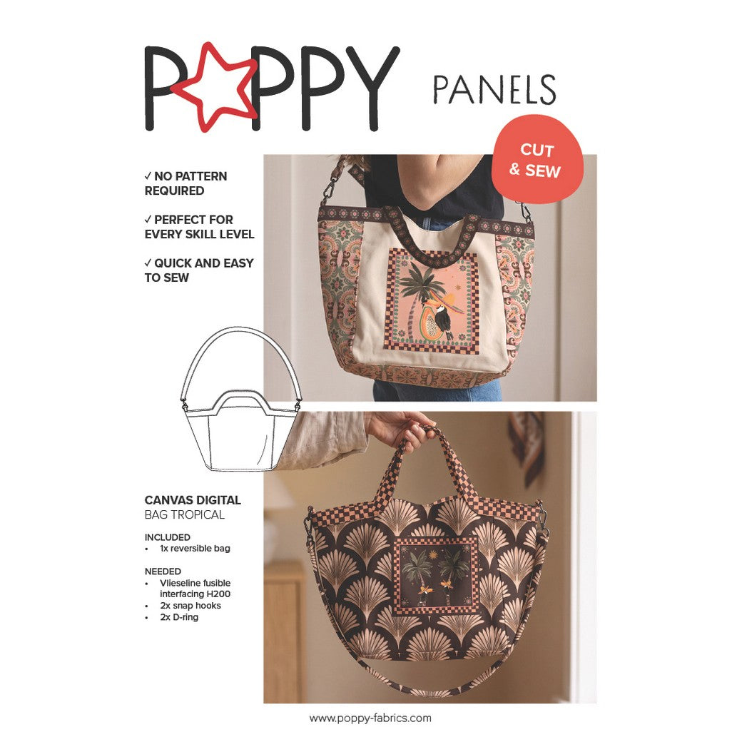 Canvas digital Panel DIY Shopper Tropische Früchte braun