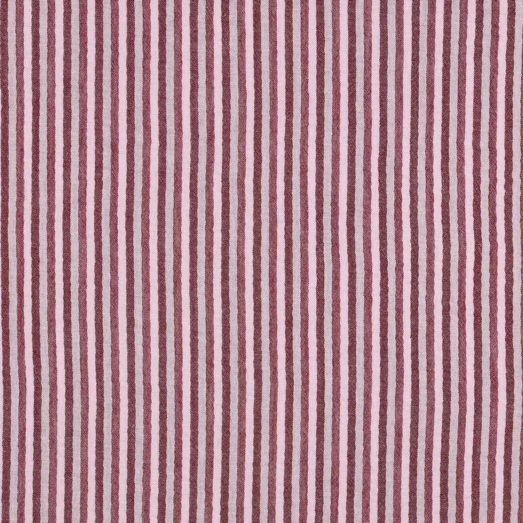 BALD ERHÄLTLICH - Musselin Streifen garngefärbt bordeaux rosa