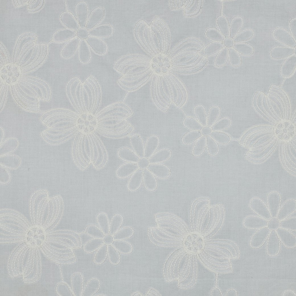 BALD ERHÄLTLICH - Baumwolle Voile bestickt Blumen weiß