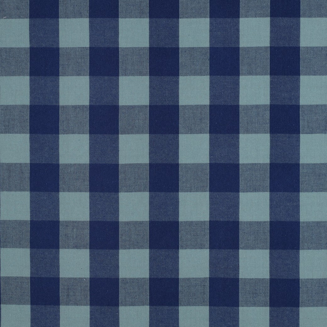 Baumwolle Karo groß garngefärbt blau mistel