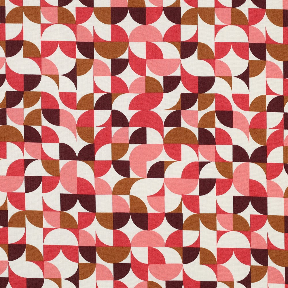 Baumwolle Popeline Geometric bordeaux ecru