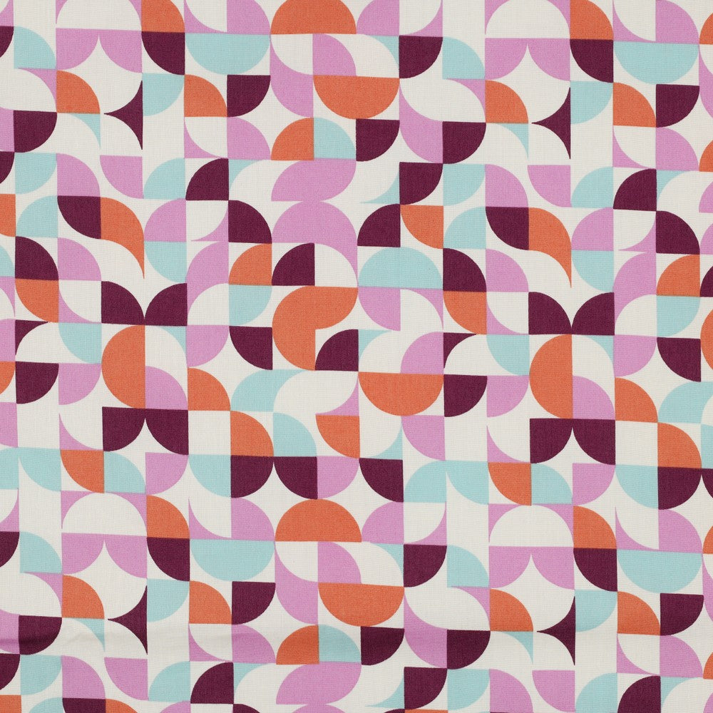 Baumwolle Popeline Geometric beere türkis