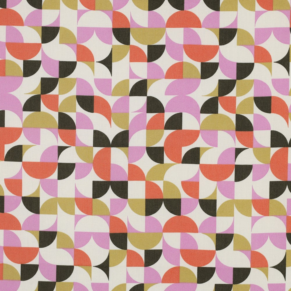 Baumwolle Popeline Geometric grün orange