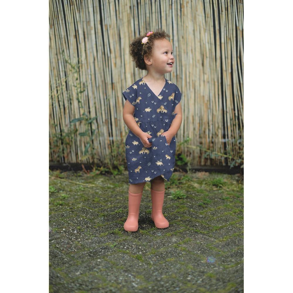 Baumwolle digital Pferde dunkelblau