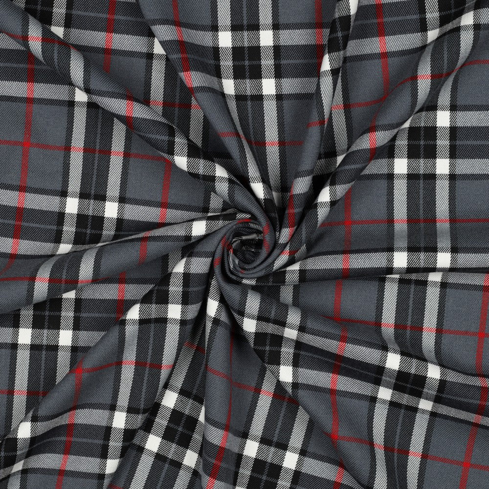 Tartan Check grau schwarz rot