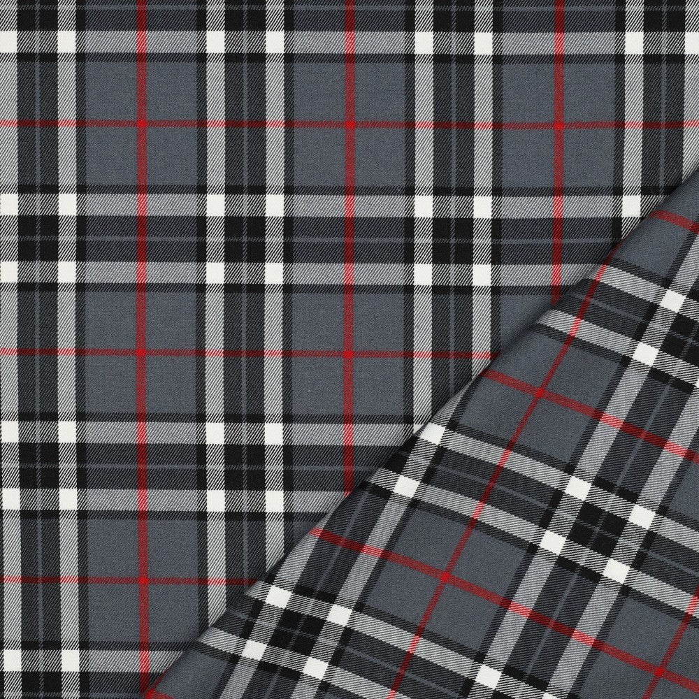 Tartan Check grau schwarz rot