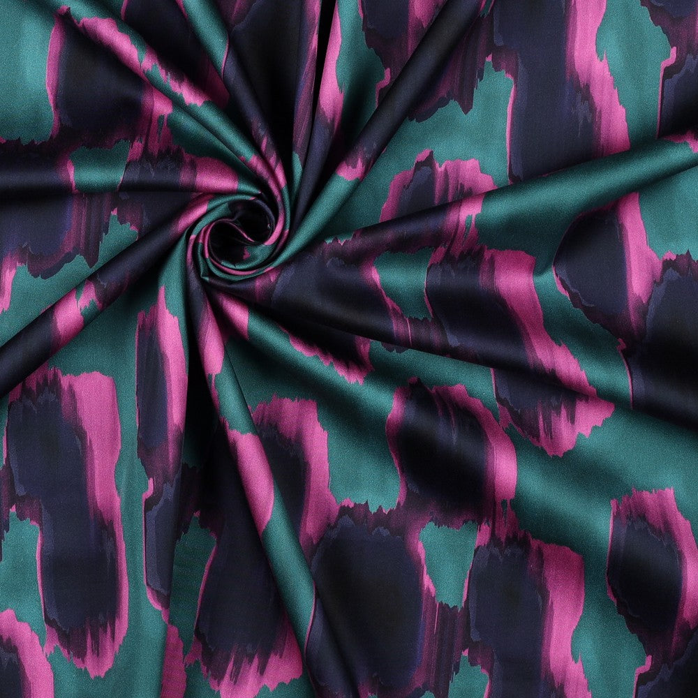 Baumwollsatin Bluse Animal Skin petrol
