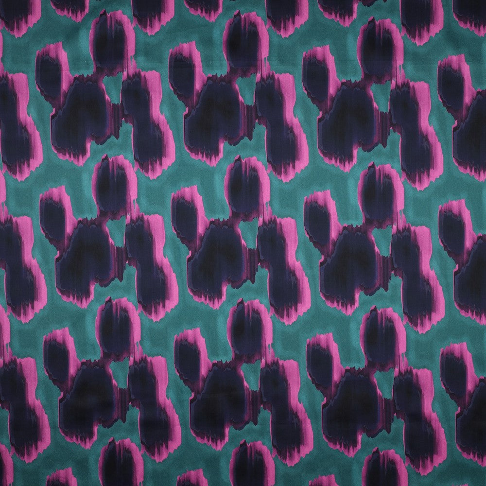 Baumwollsatin Bluse Animal Skin petrol