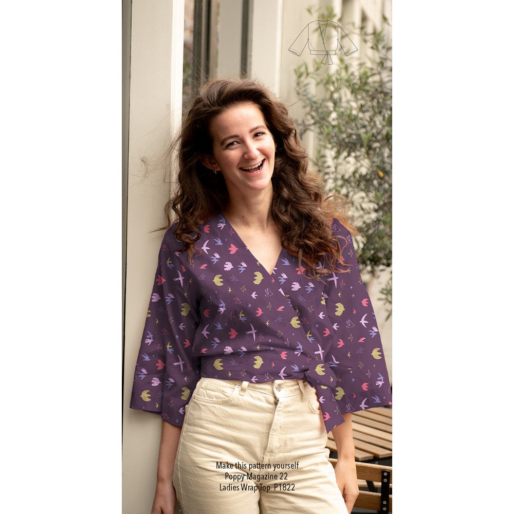 Baumwolle Popeline Birds aubergine