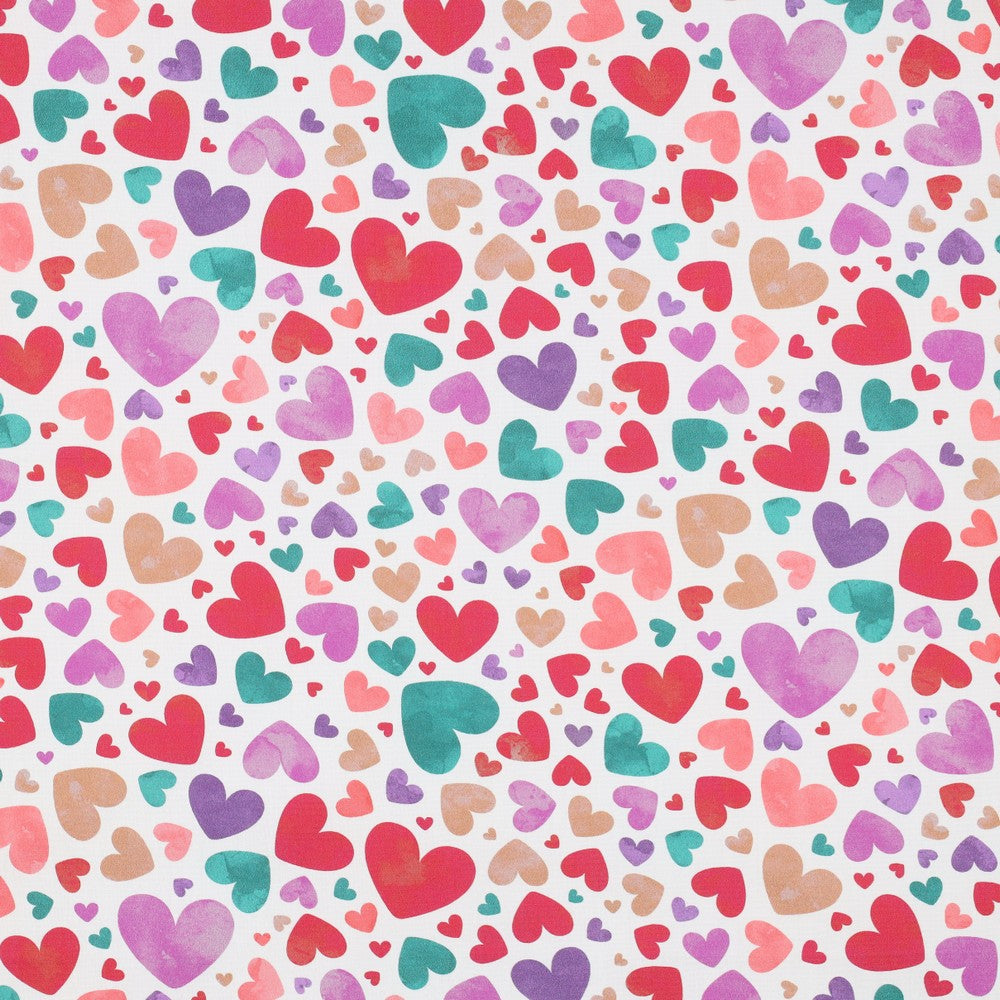 Baumwolle digital Hearts weiß