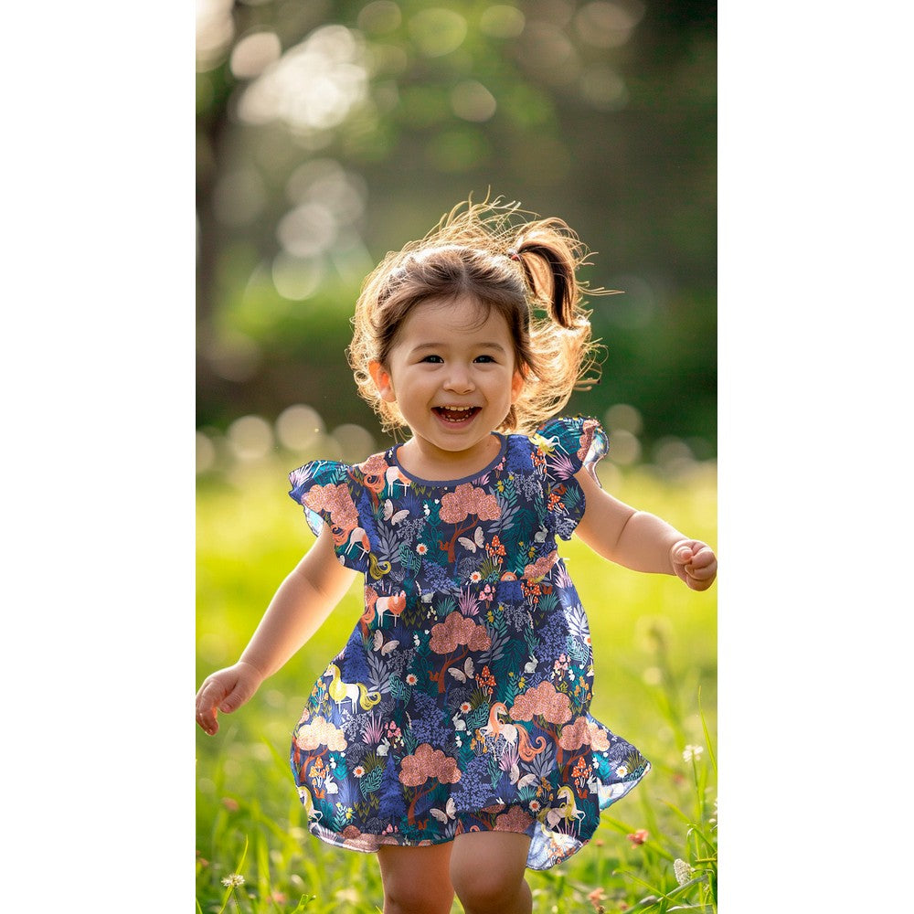 Baumwolle digital Unicorns Einhörner grün