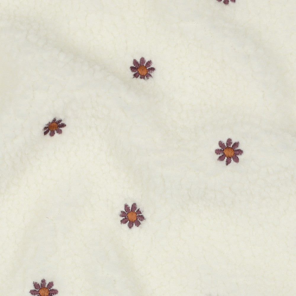 Teddystoff bestickt Flowers ecru