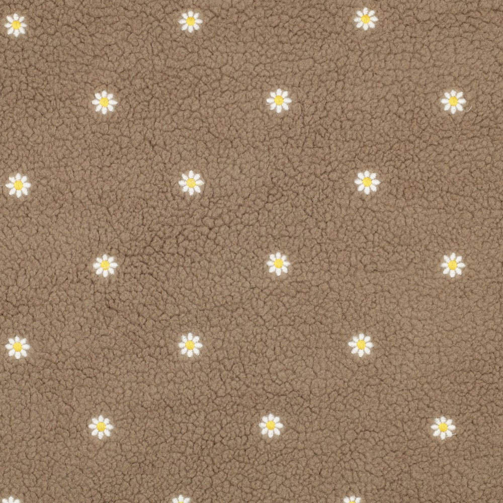 Teddystoff bestickt Flowers taupe