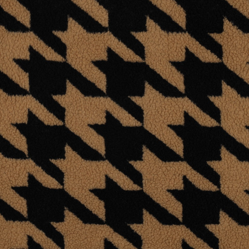 Teddystoff Hahnentritt camel schwarz