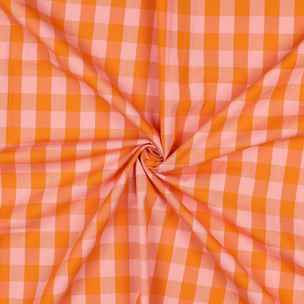 Baumwolle Karo Yarn Dyed orange lachs