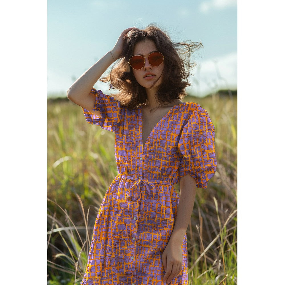 Baumwolle Unique Crafted Batik orange lila