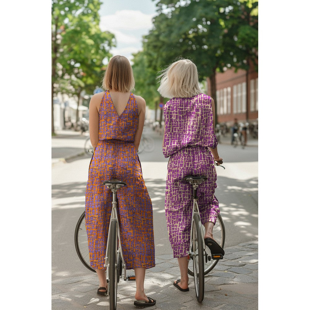 Baumwolle Unique Crafted Batik violett creme