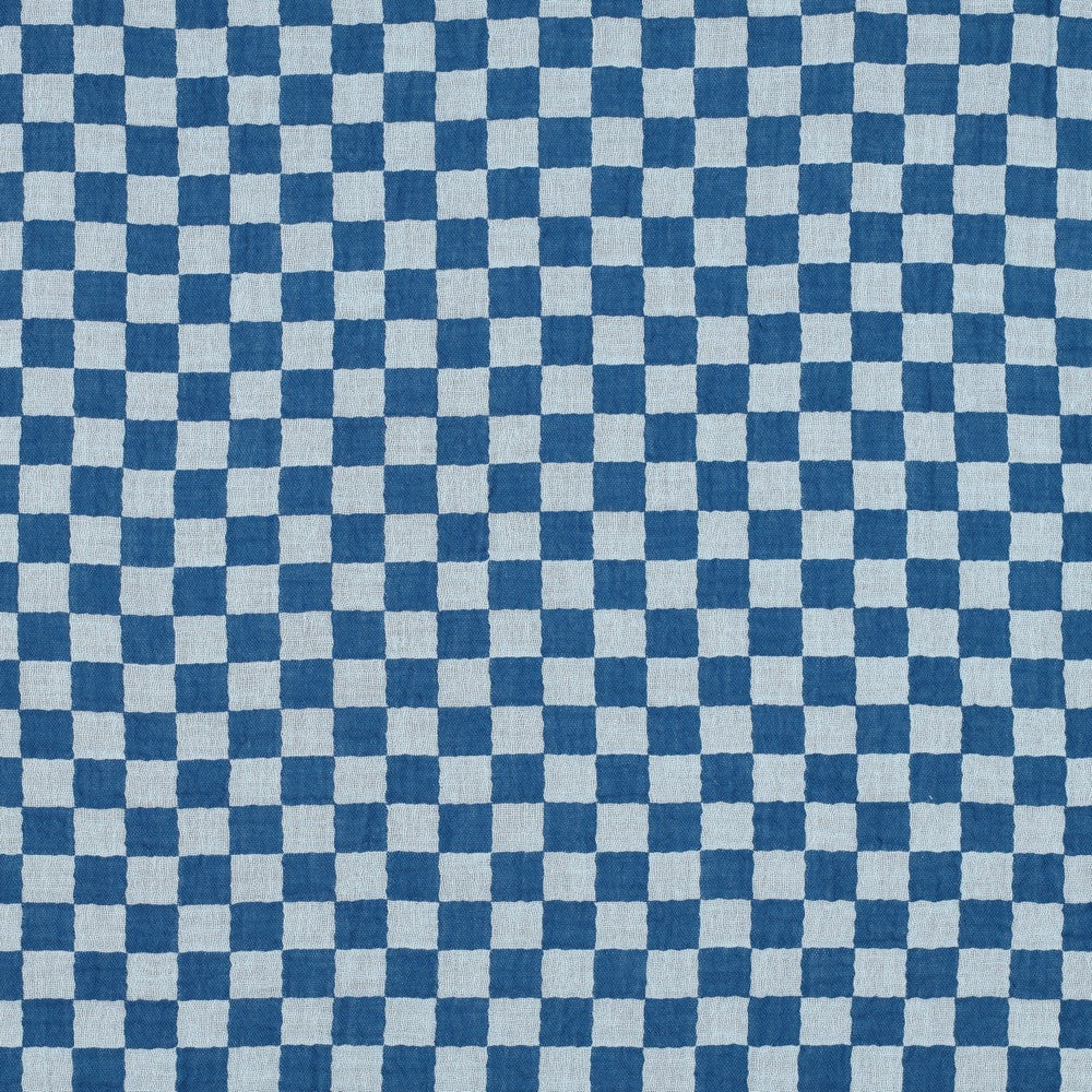 Double Gauze Double Sided karo blau