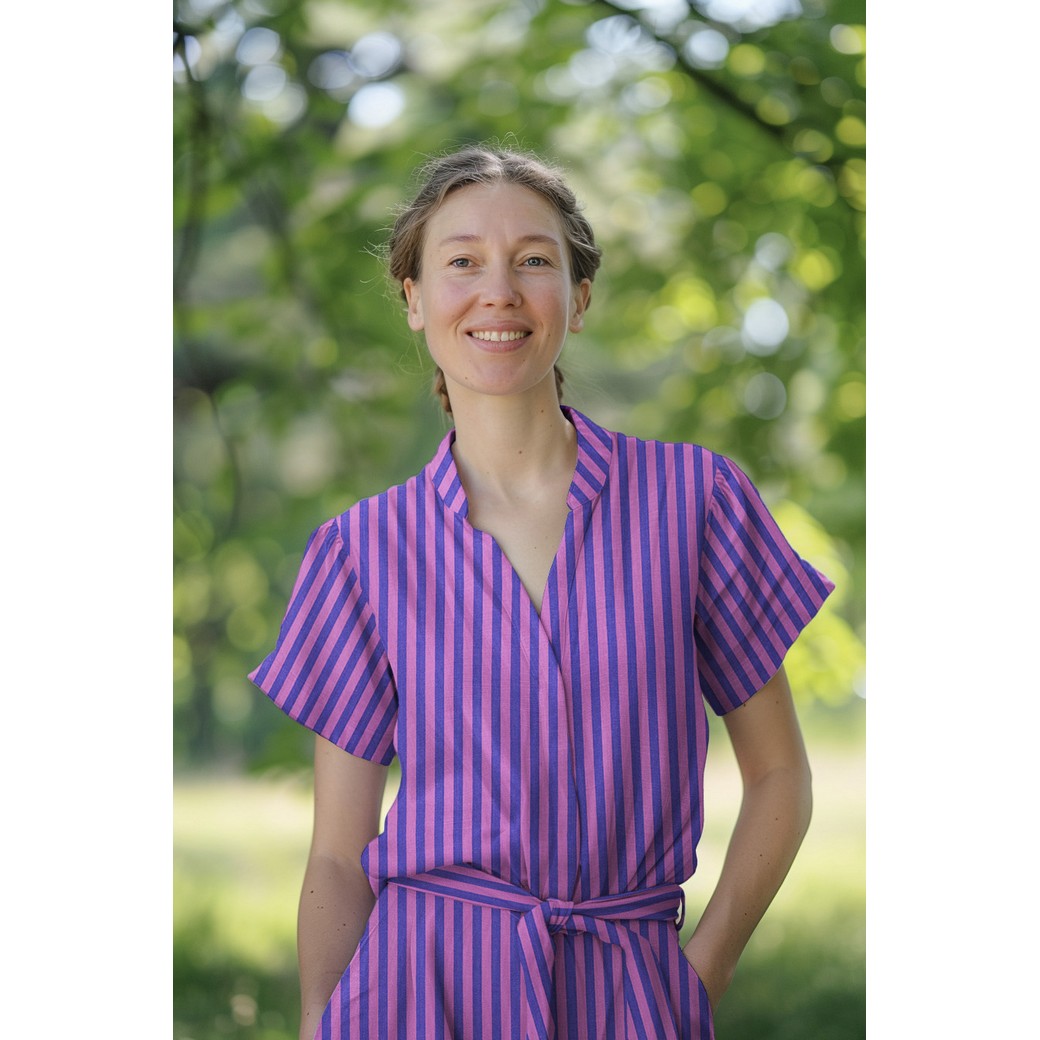 Baumwolle Karo Yarn Dyed Streifen blau