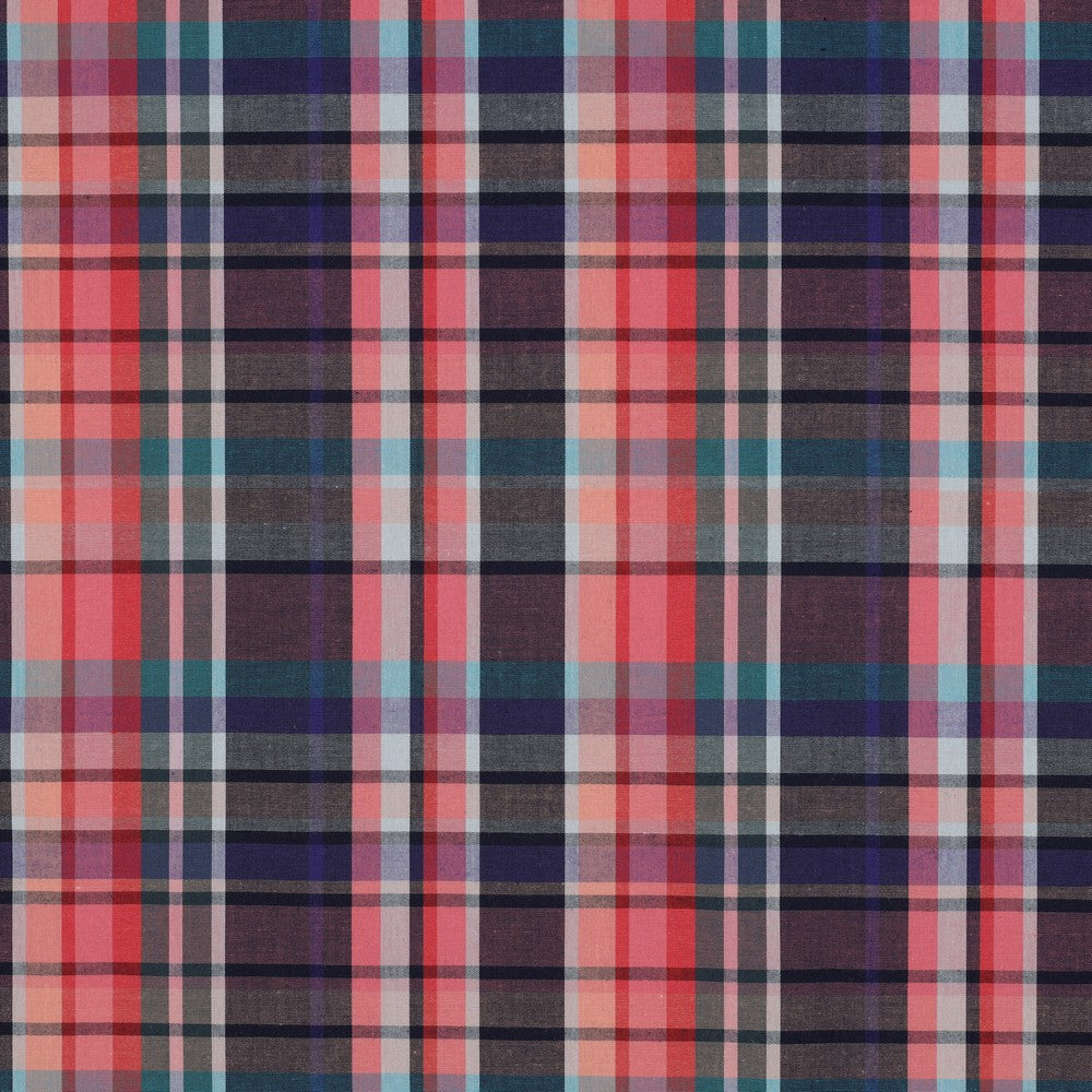 Baumwolle Karo Yarn Dyed Checks blau koralle