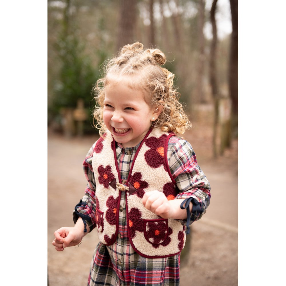 Teddystoff Flowers navy koralle