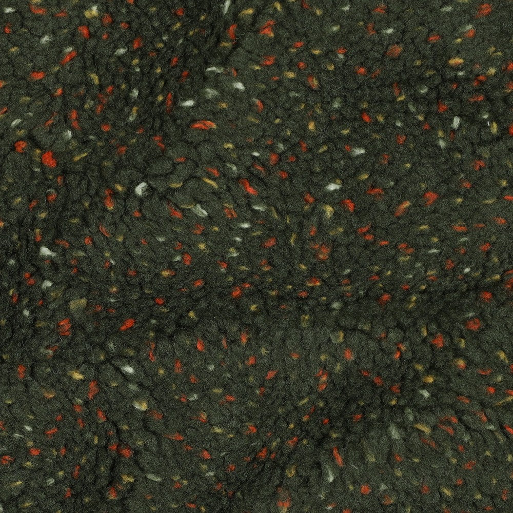 Teddystoff Tweed Konfetti dunkelgrün rot ecru