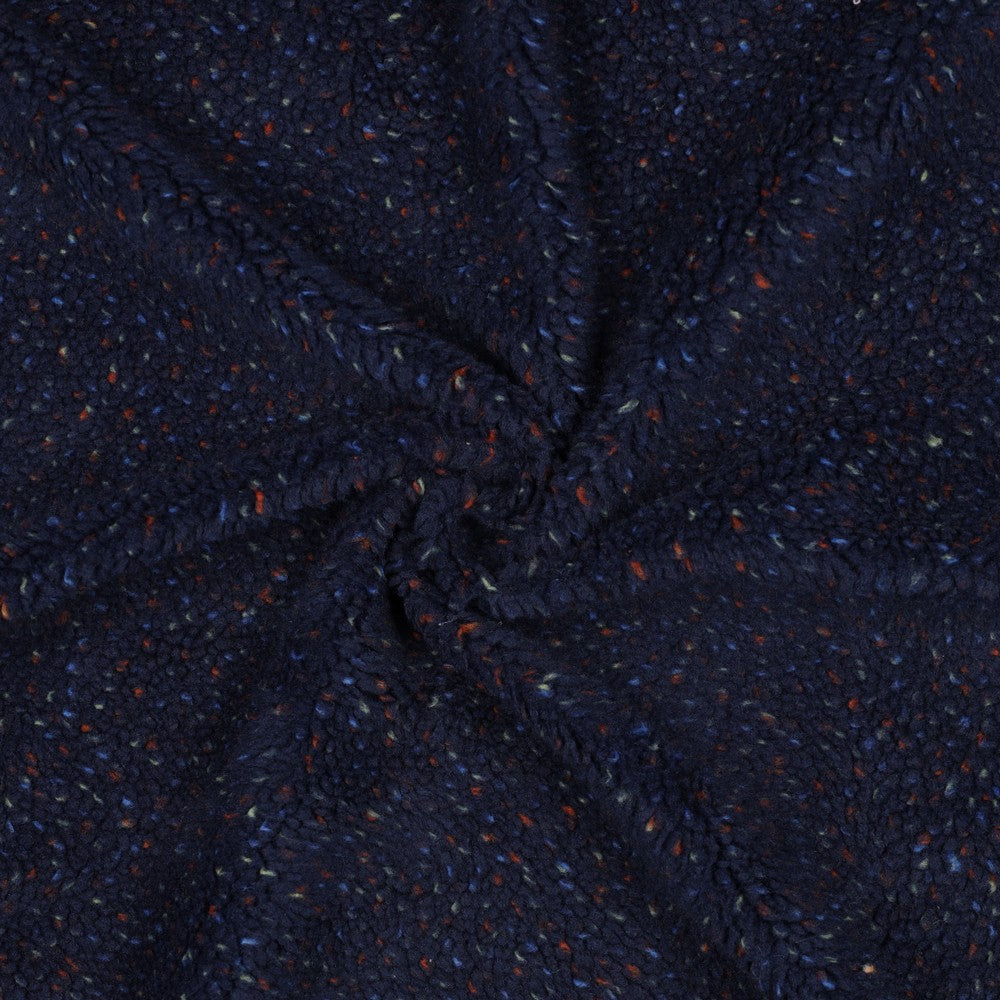 Teddystoff Tweed Konfetti navy blau ecru