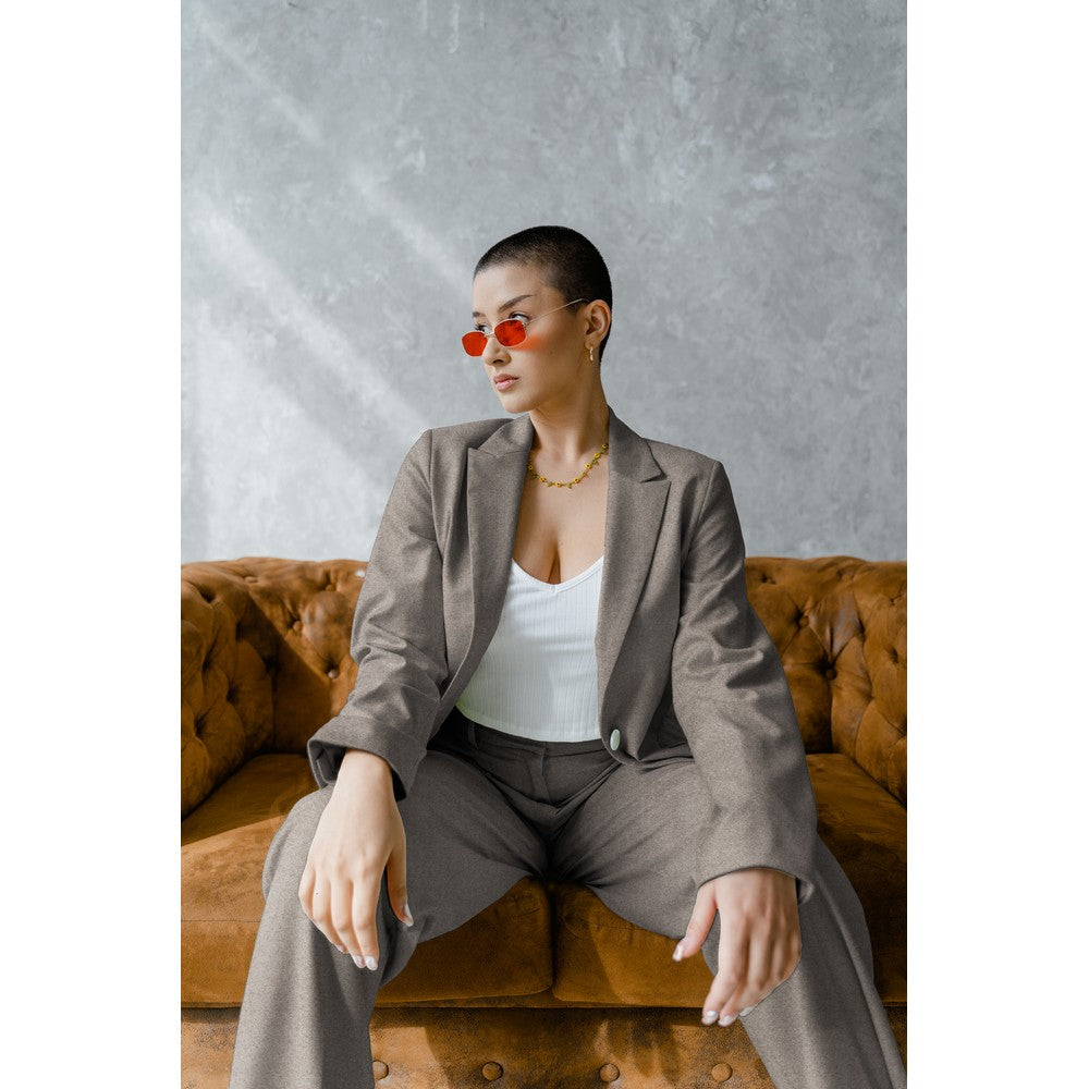 Strick Woll Look grau melange