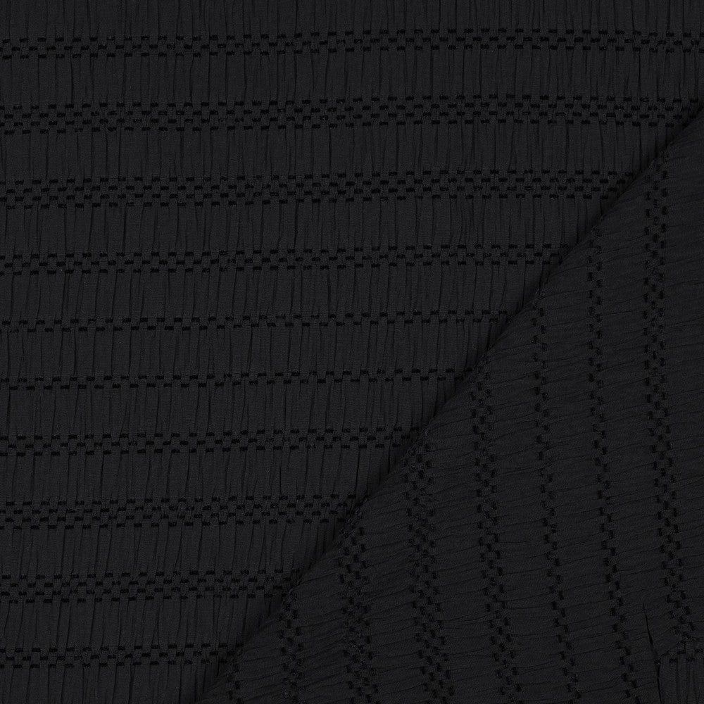 Chenille Jacquard Bluse Streifen schwarz