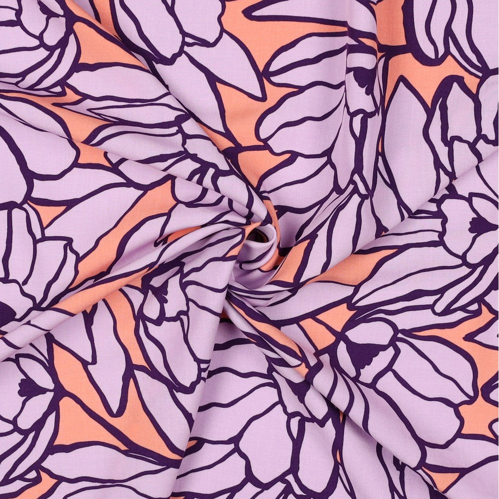 Viskose lenzing ecovero Inked Bouquet peach lavender Nerida Hansen