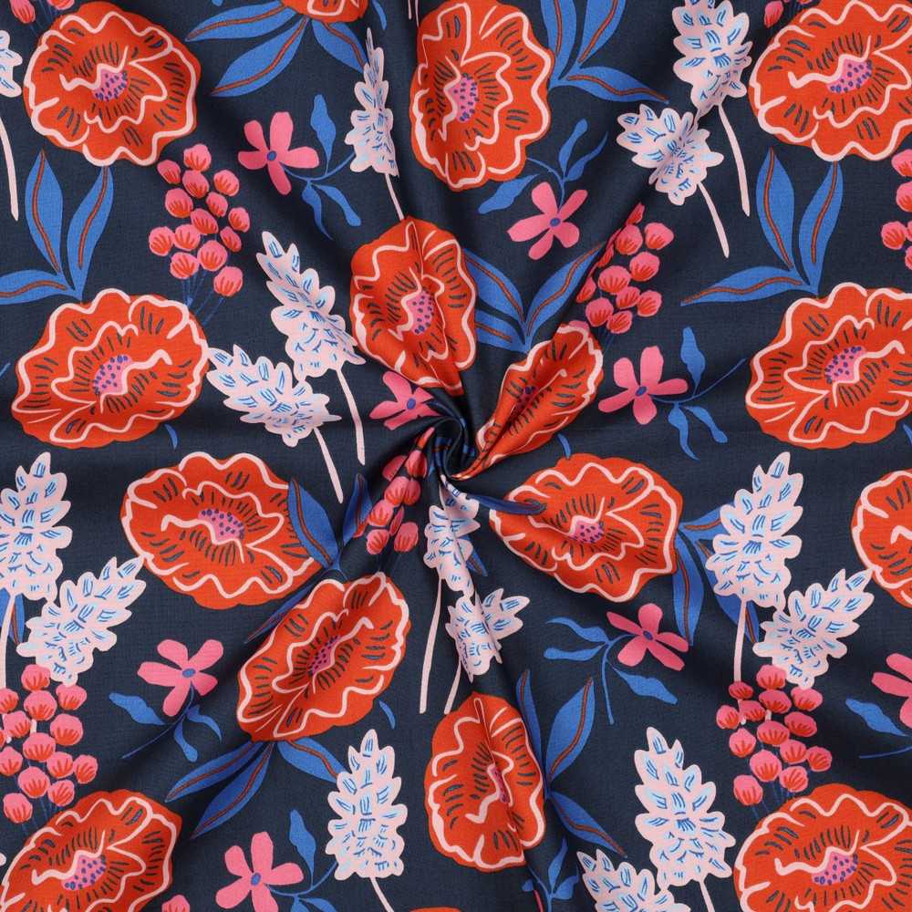 Baumwolle Popeline Fresh Flowers navy Nerida Hansen