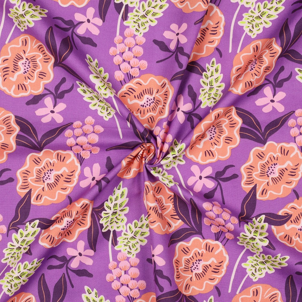Baumwolle Popeline Fresh Flowers violett Nerida Hansen