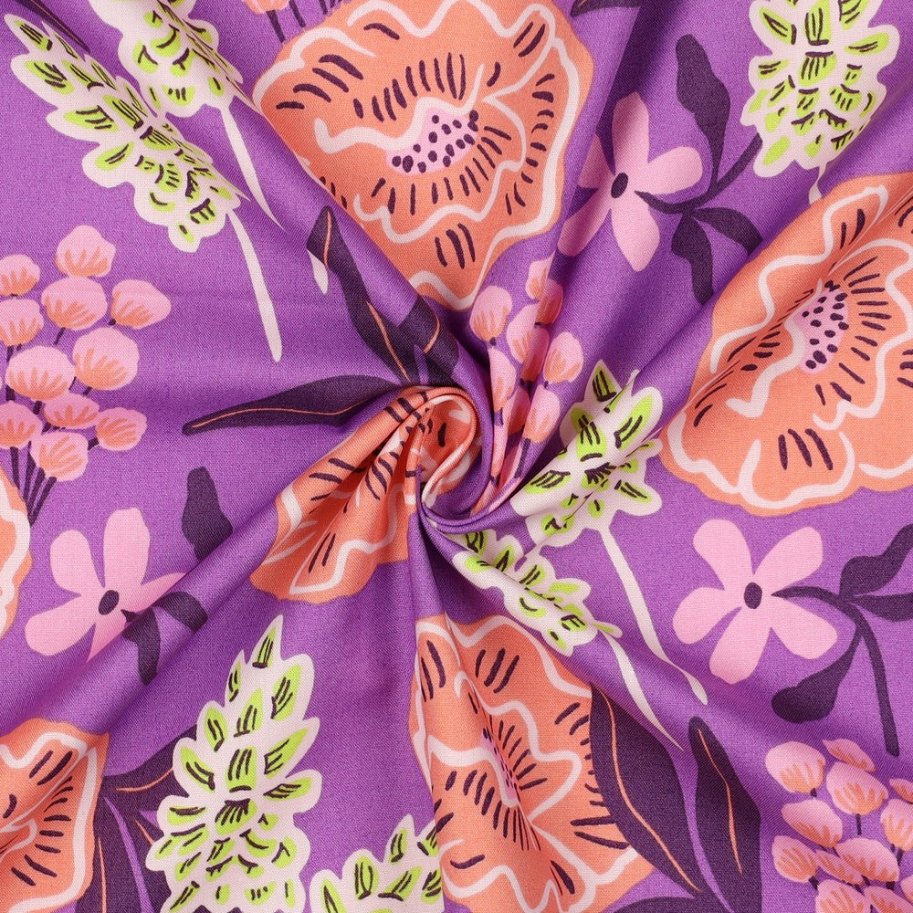 Baumwolle Popeline Fresh Flowers violett Nerida Hansen