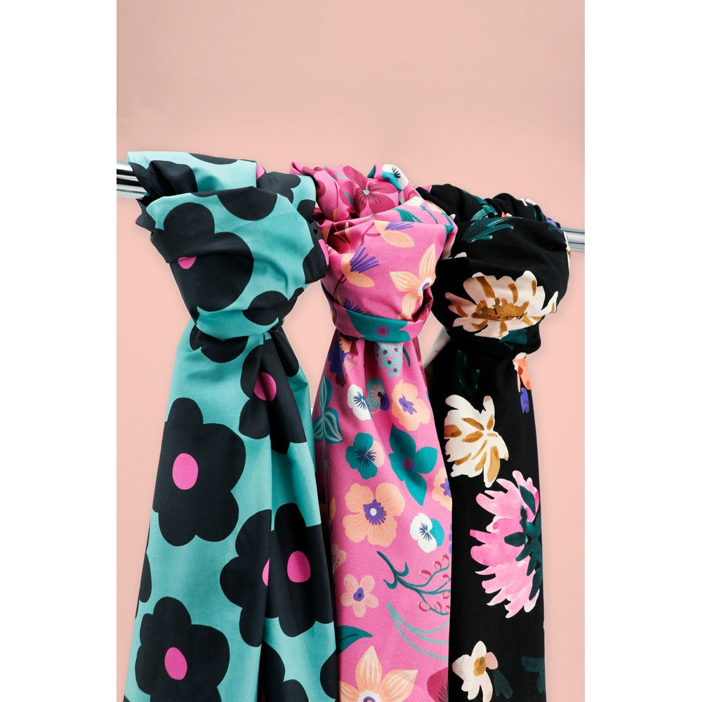 Baumwolle Popeline BIG FLOWER Nerida Hansen magenta