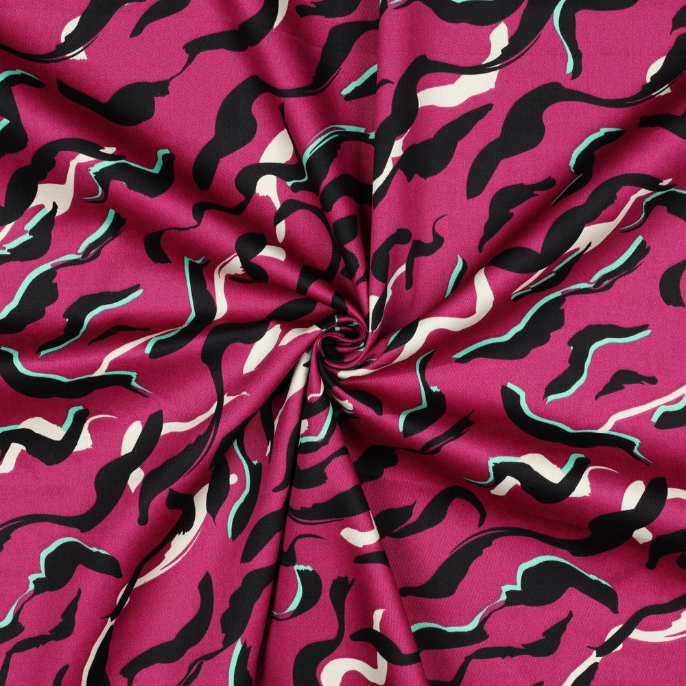Baumwollsatin Bluse Animal Skin fuchsia