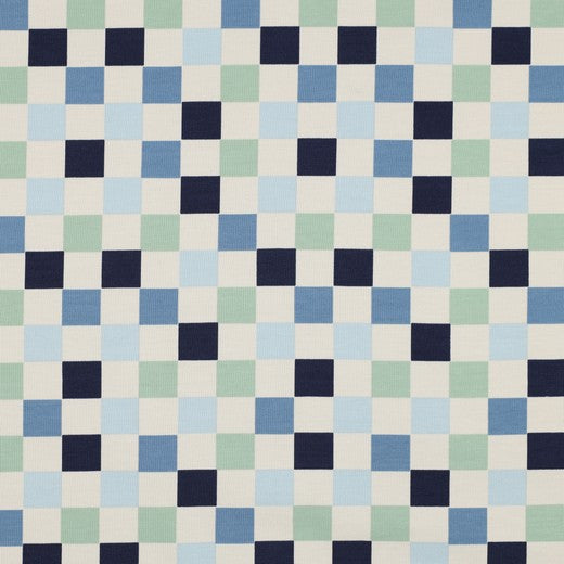 Jersey Check blau mint ecru