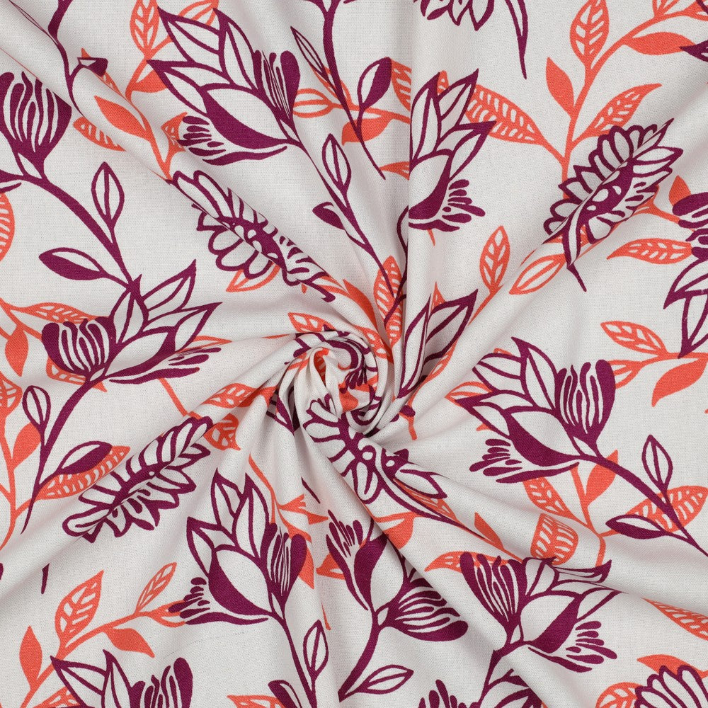 Leinen Viskose Flowers purple natural