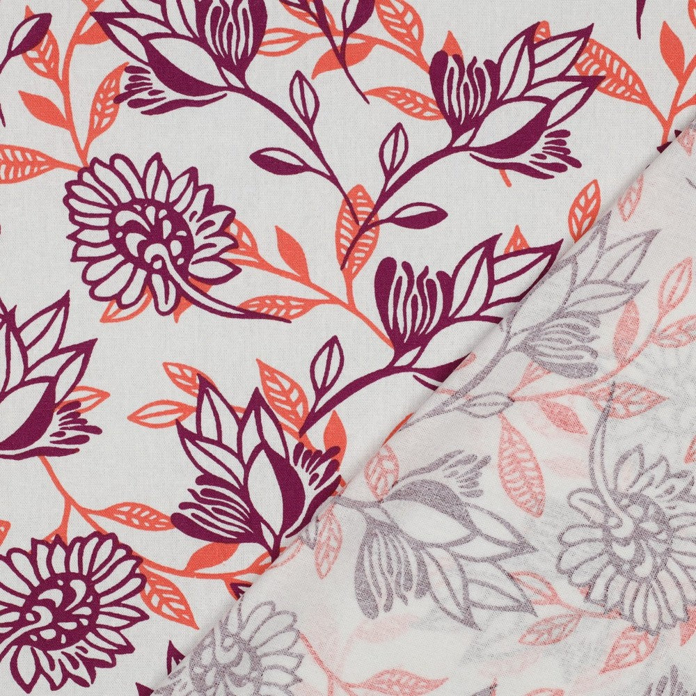 Leinen Viskose Flowers purple natural