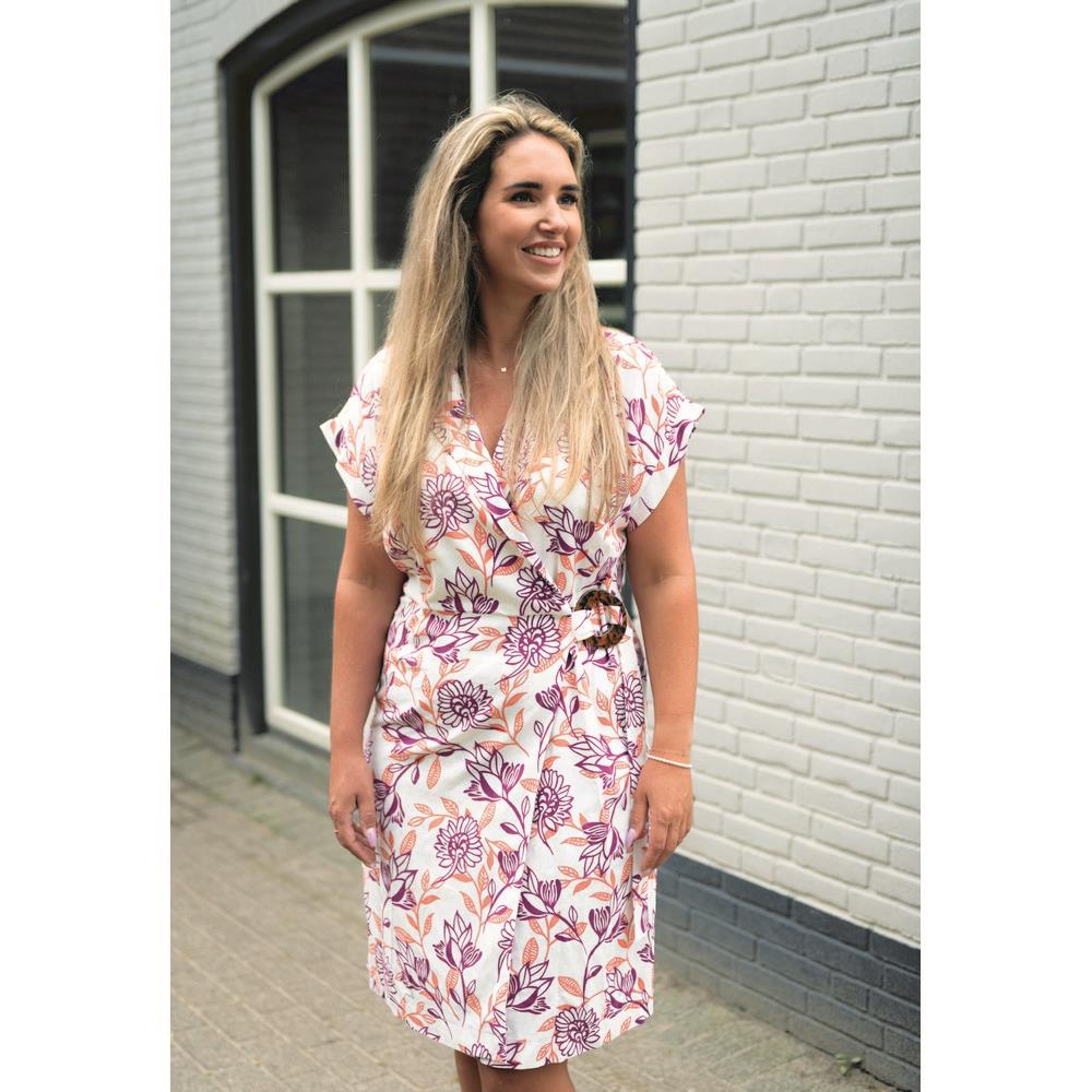 Leinen Viskose Flowers purple natural