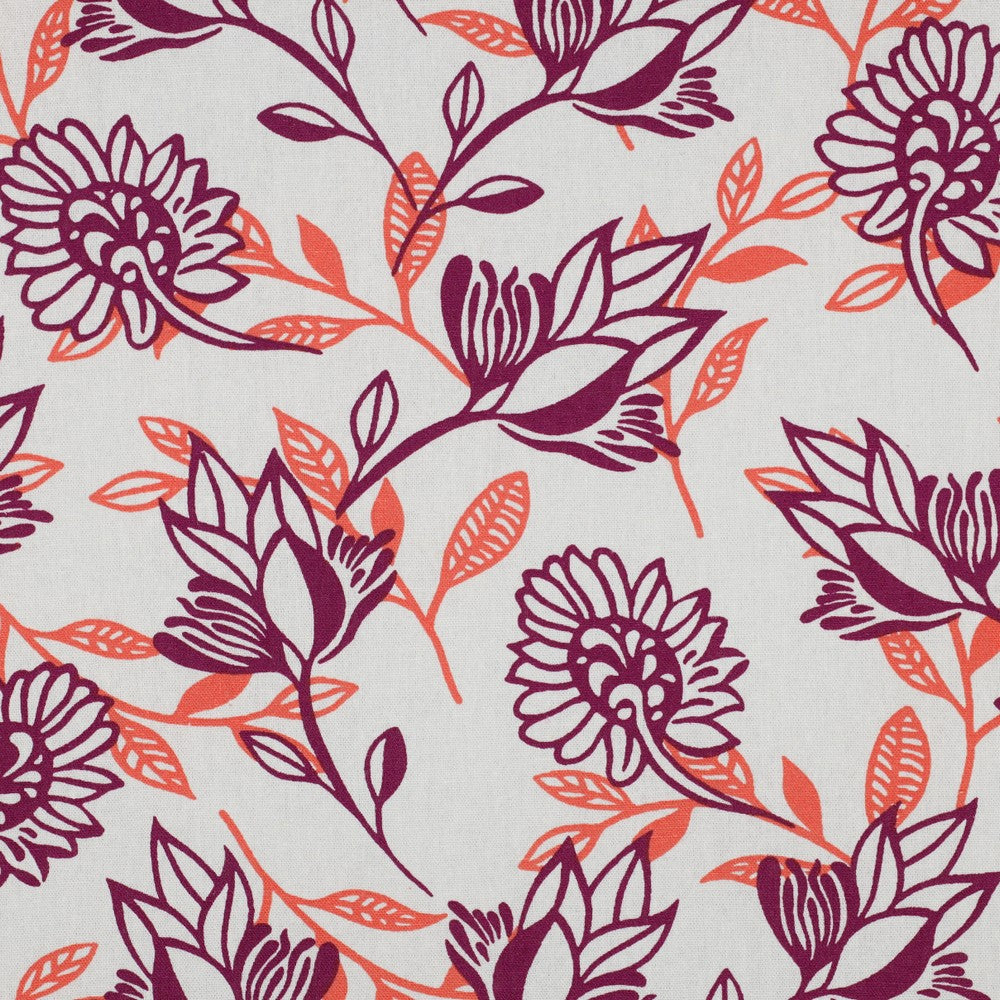 Leinen Viskose Flowers purple natural