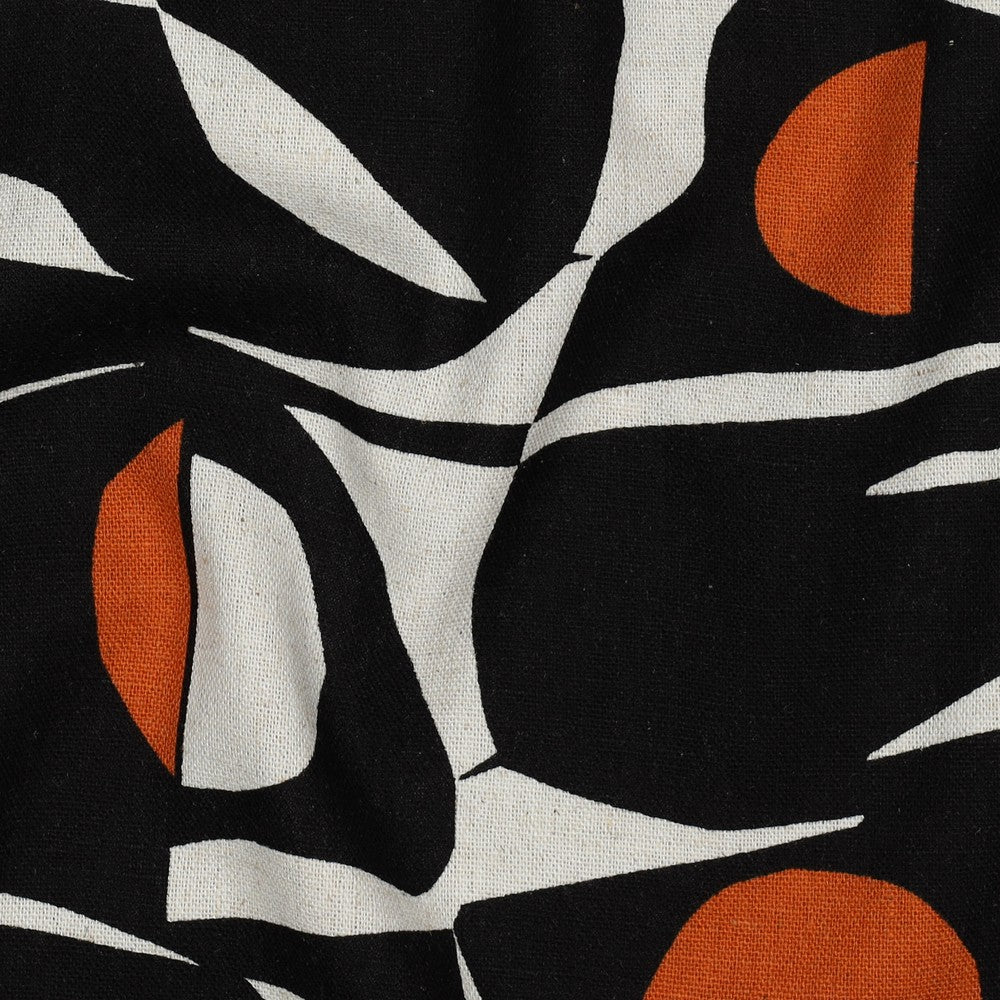 Leinen Viskose Abstract schwarz cognac