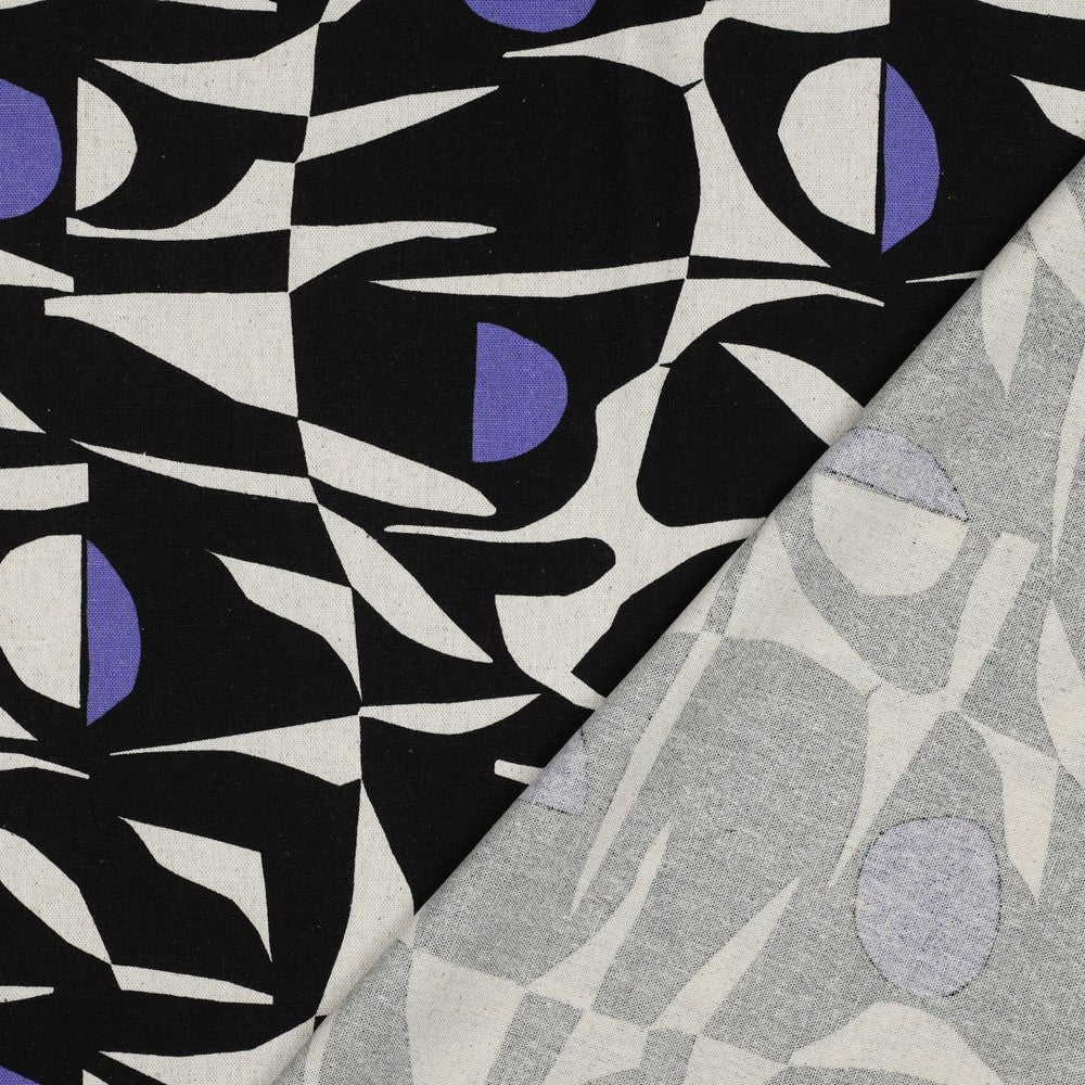 Leinen Viskose Abstract schwarz purple