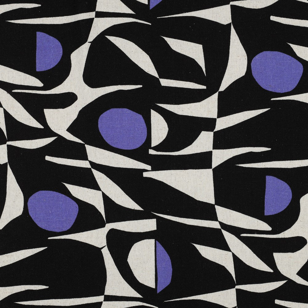 Leinen Viskose Abstract schwarz purple