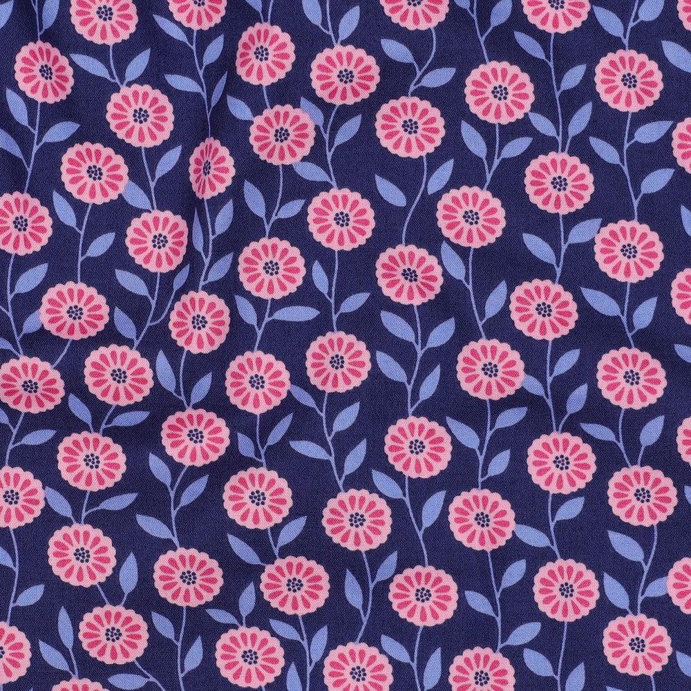 Baumwolle Flowers & Checks Blumen navy