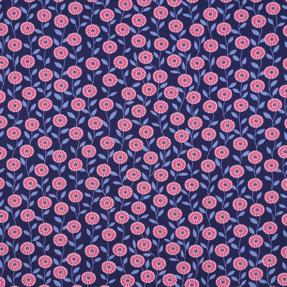 Baumwolle Flowers & Checks Blumen navy