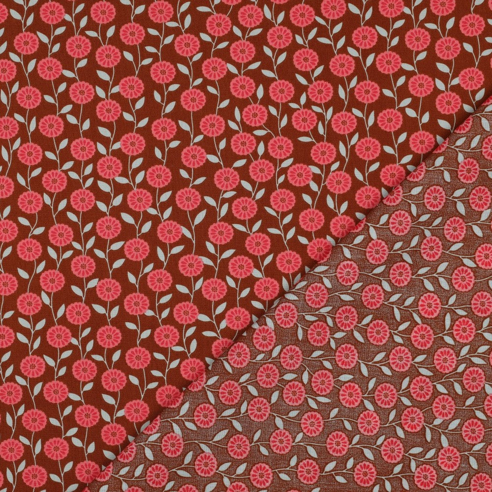 Baumwolle Flowers & Checks Blumen caramel