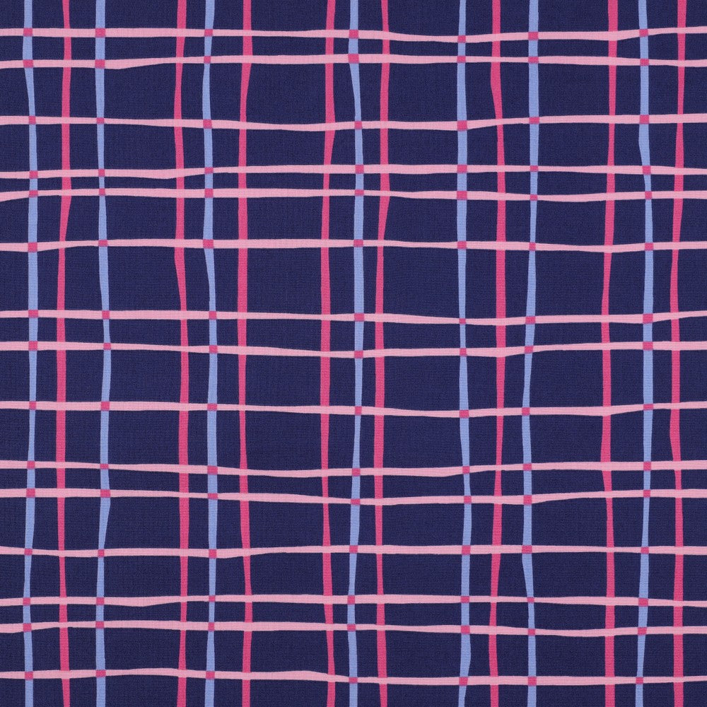 Baumwolle Flowers & Checks Karo navy