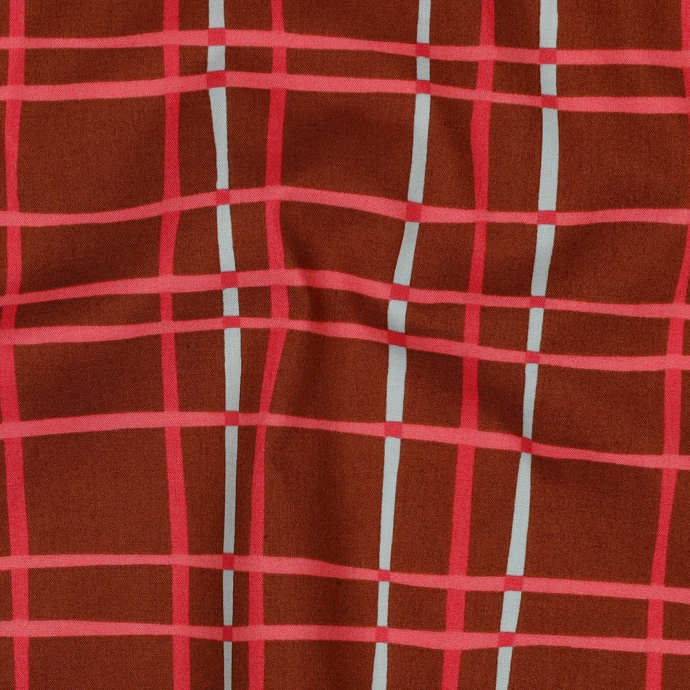Baumwolle Flowers & Checks Karo caramel