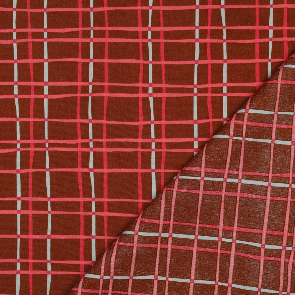 Baumwolle Flowers & Checks Karo caramel