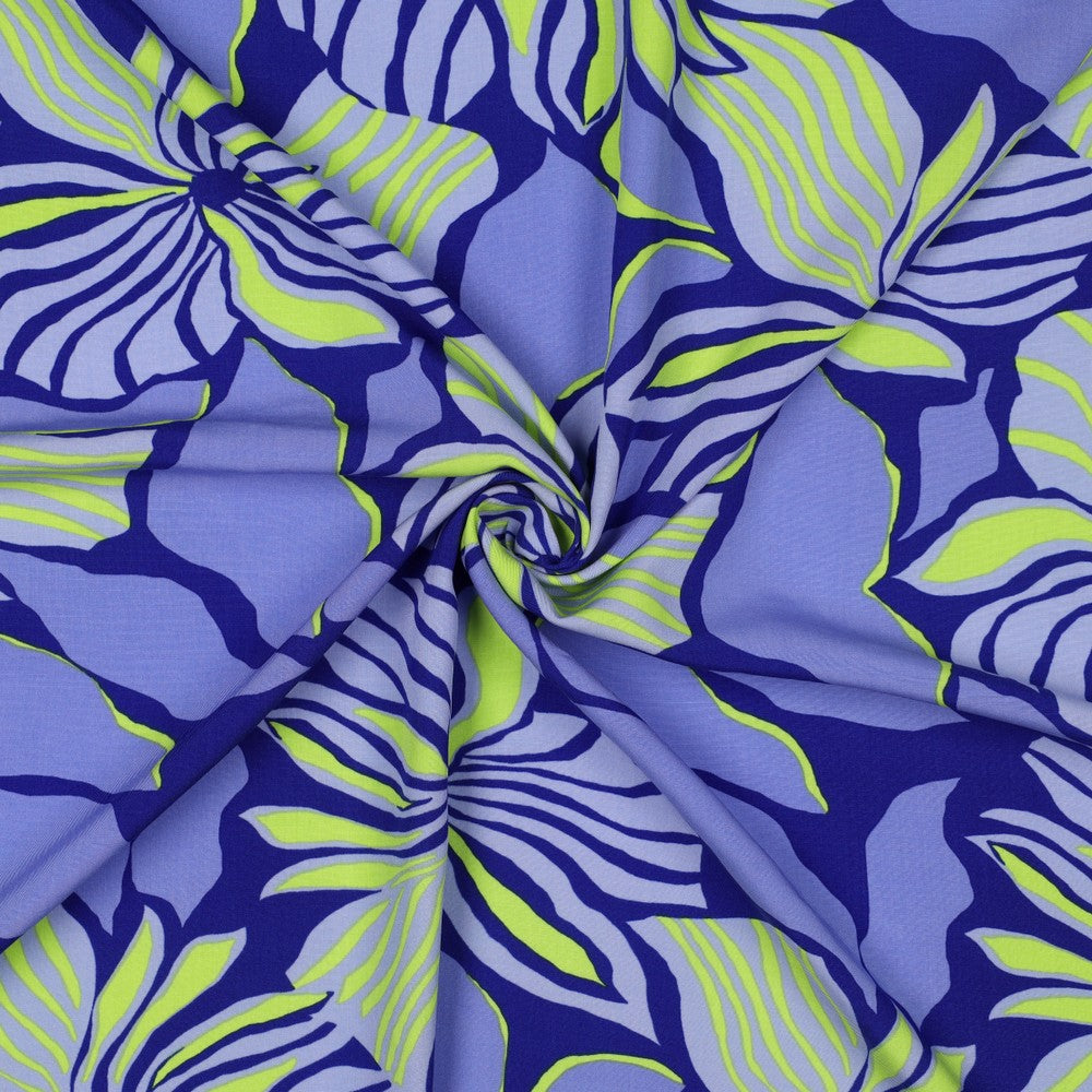 Viskose Lenzing Ecovero Flowers cobalt lime